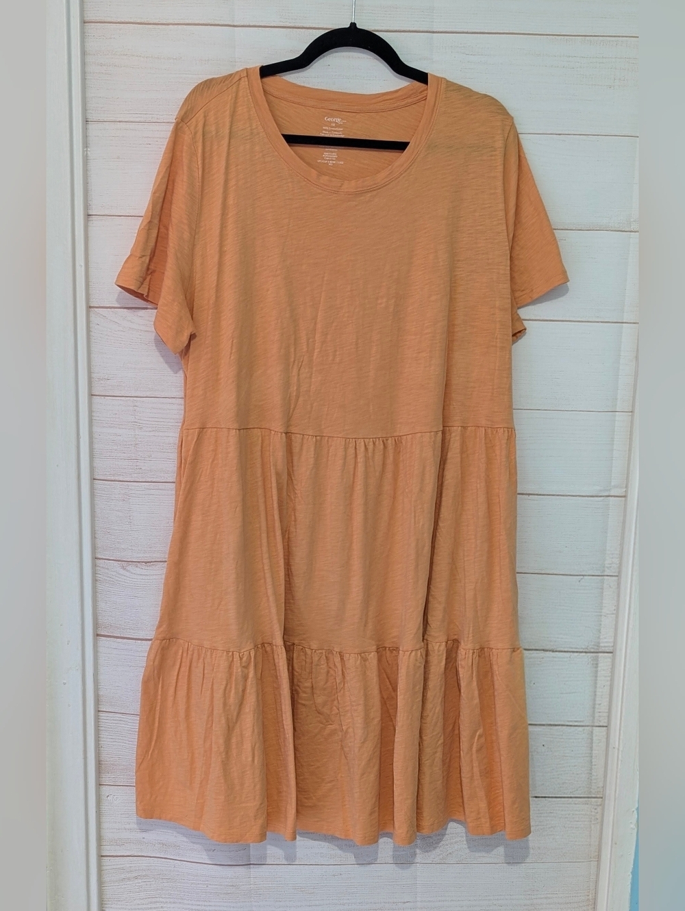 George Peach Tiered Short-Sleeve T-shirt Midi Dress Plus Size 1X